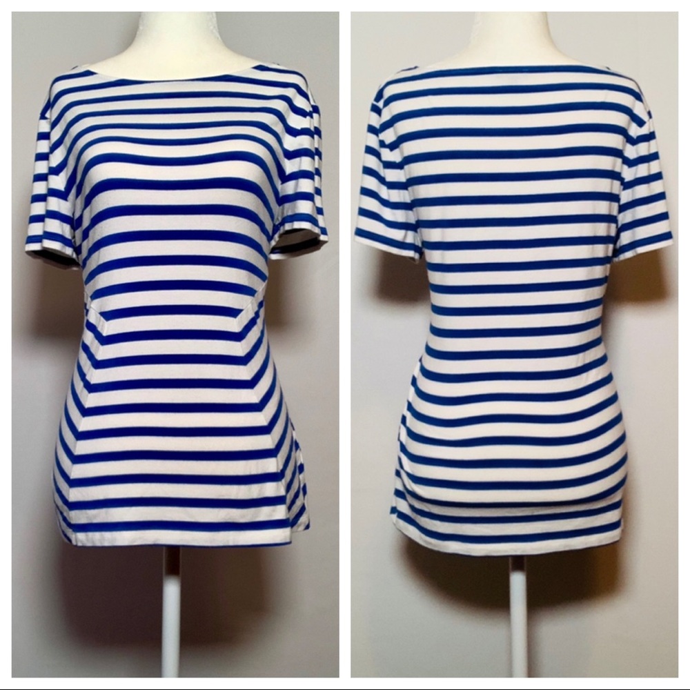 Talbots Blue + White Structured Tee